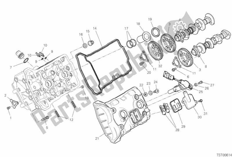 All parts for the Front Head - Timing System of the Ducati Superbike Panigale V4 R USA 1000 2020 All parts for the Front Head - Timing System of the Ducati Superbike Panigale V4 R USA 1000 2020